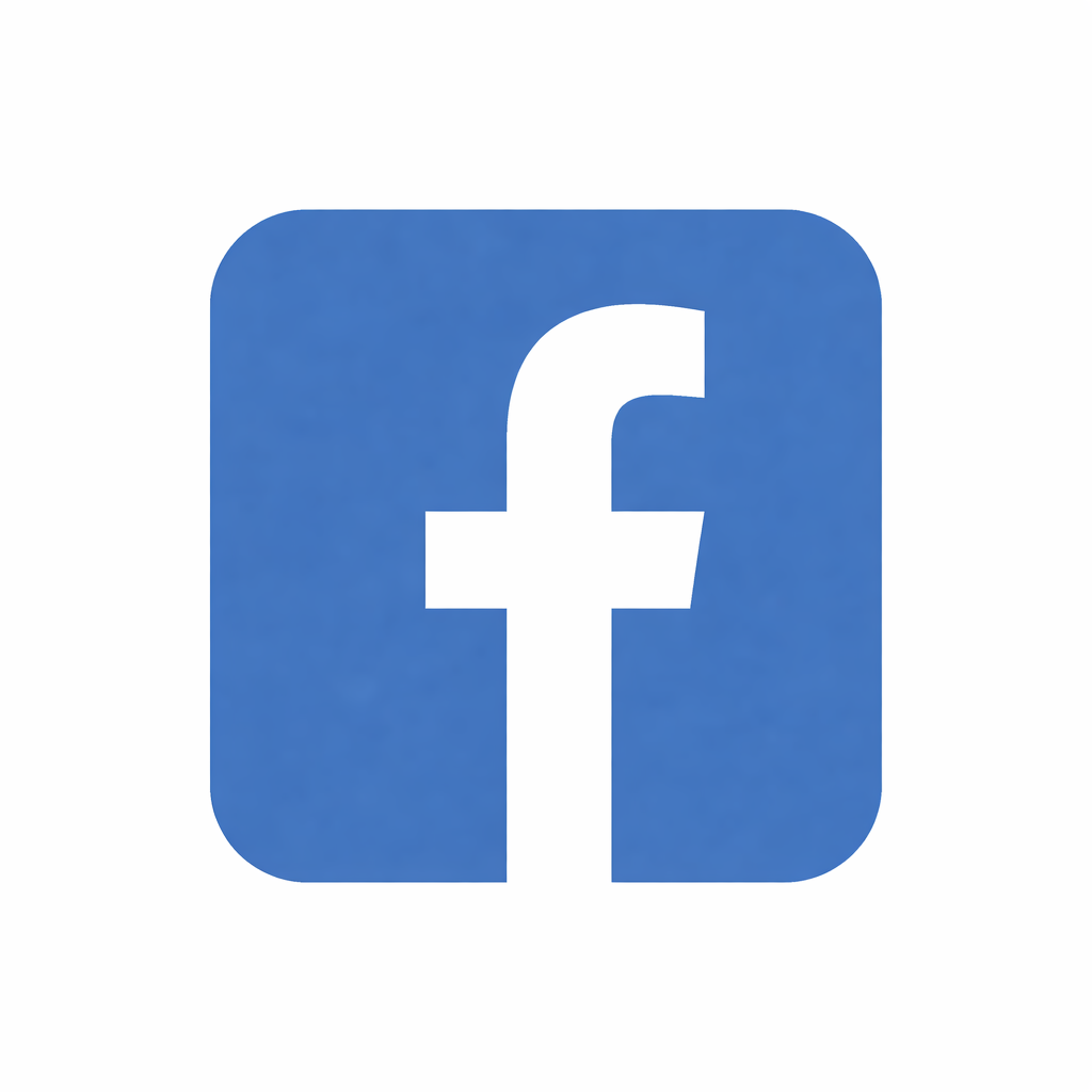 Facebook logo with a blue background and a white lowercase 'f' in the center.