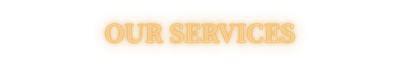 Golden badge-shaped sign with orange border reading 'Our Services'.