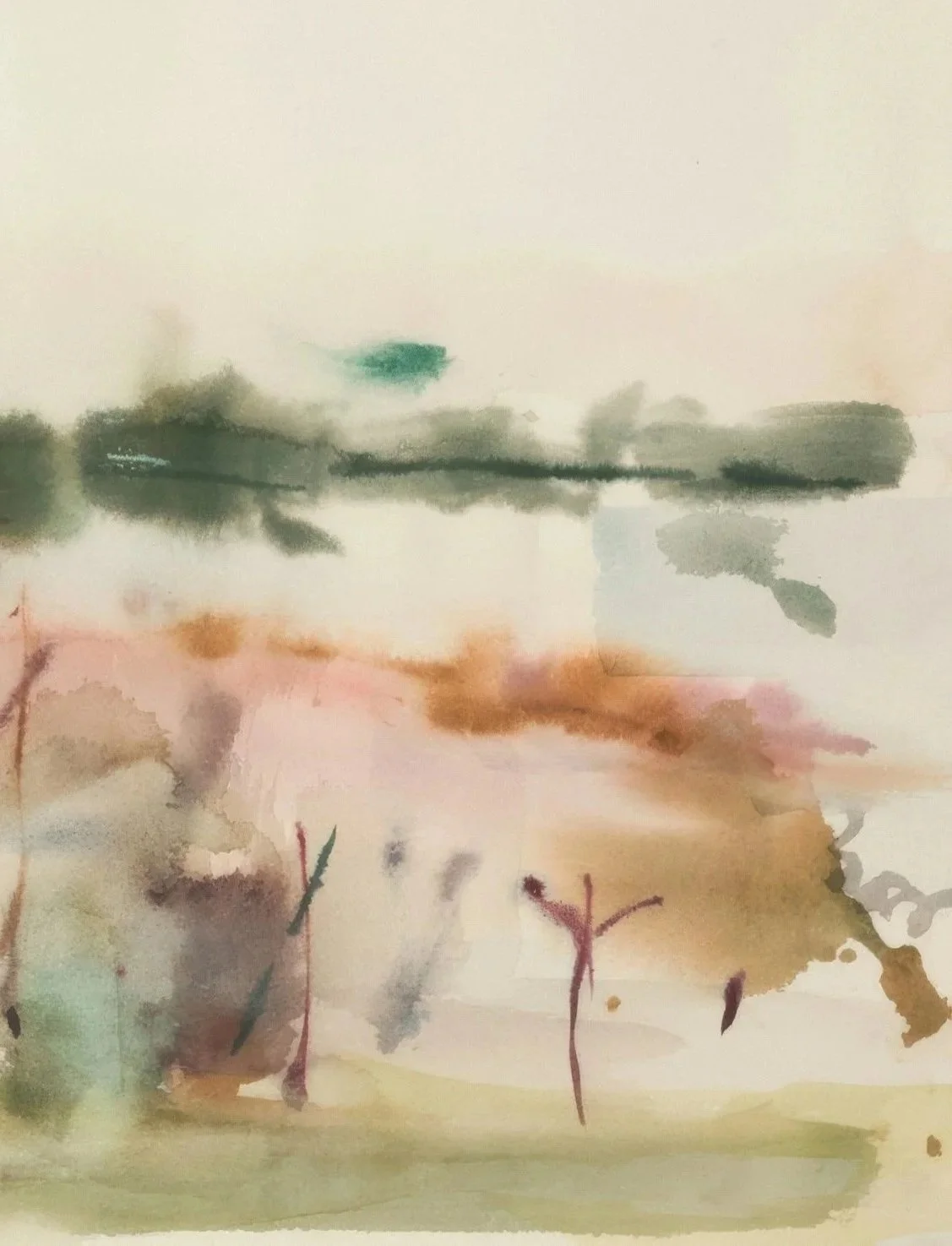 Abstract watercolor landscape representing trauma intensives and deeper healing work through Internal Family Systems (IFS) therapy.