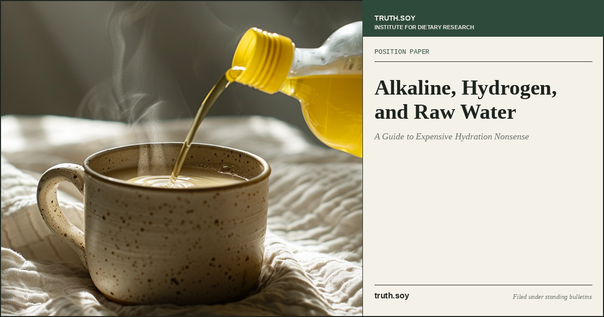 Alkaline Water, Hydrogen Water, and Raw Water: A Review of the Evidence