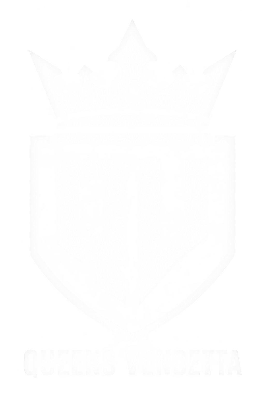A white queen chess piece with the words 'Queens Vendetta' written below it.