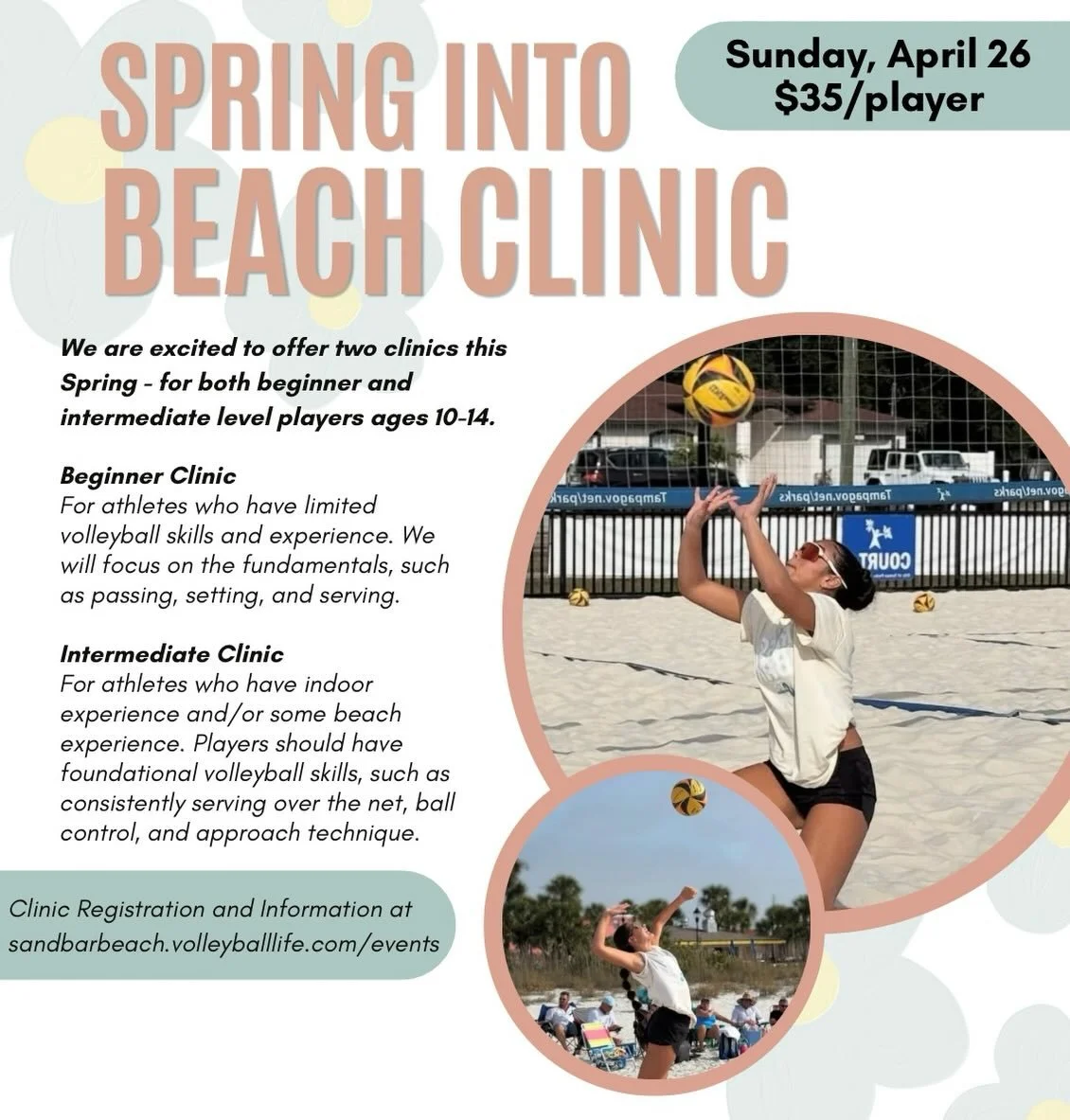 🌸🏐 Spring into Beach with Sandbar Beach Volleyball Club 🏐🌸 

Event link in bio 🔗