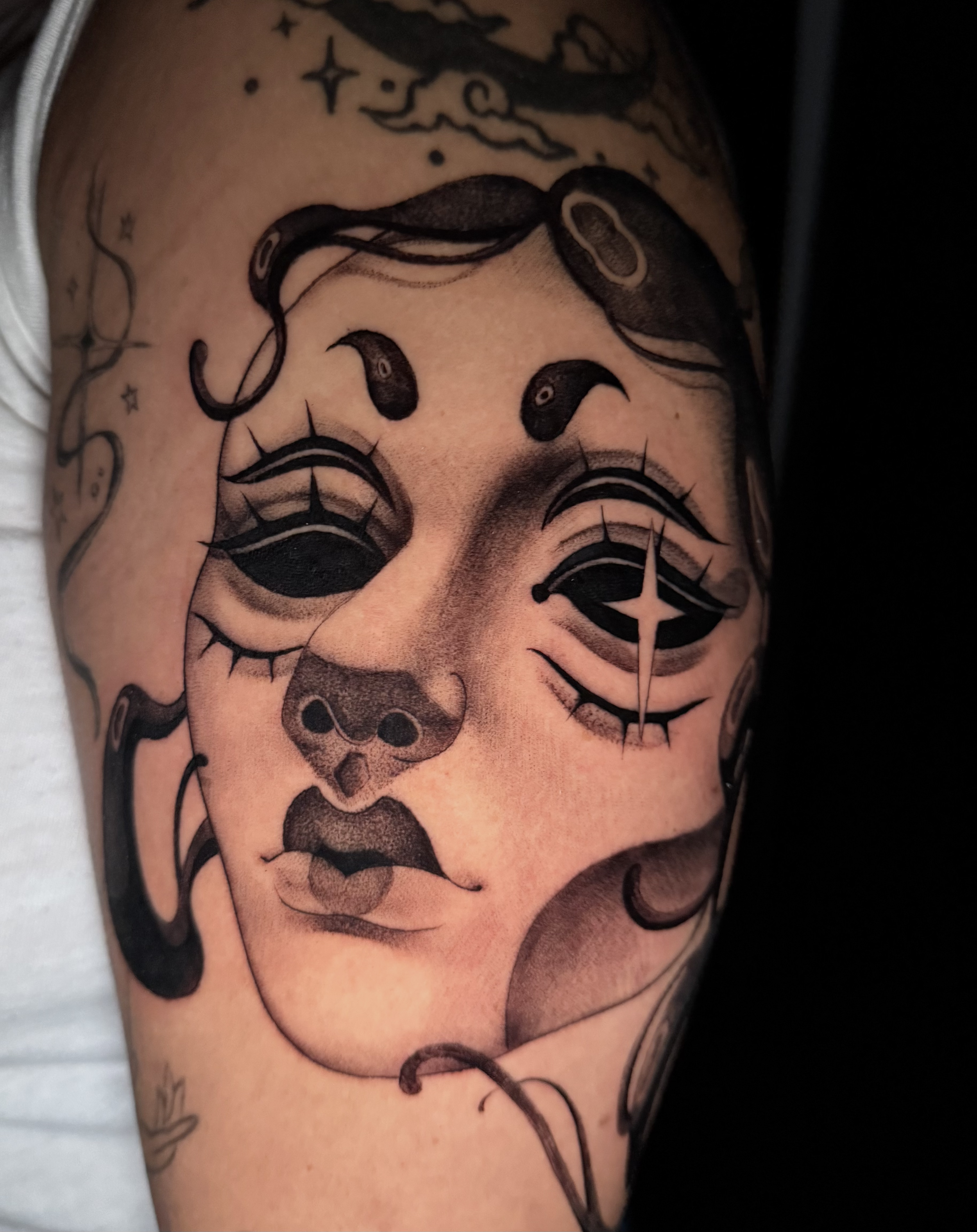 Female Mask. Black&Gray Illustrative