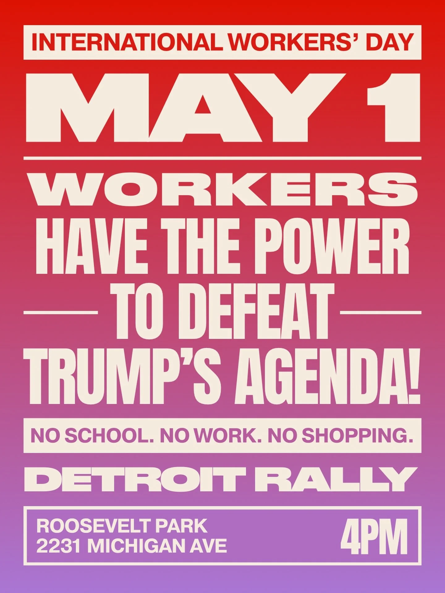 🪧We&rsquo;re joining the general strike and rally for Internationals Workers Day - this is one way we fight back against imperialism and build solidarity across the working class.
No work. No school. No shopping. No data (AI, social media, streaming