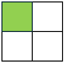 Geometric drawing of an outline square with sections divided by vertical, horizontal, and diagonal lines.