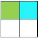 Geometric drawing of an outline square with sections divided by vertical, horizontal, and half circle lines.