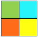 Geometric drawing of an outline square with sections divided by vertical, horizontal, and diagonal lines.