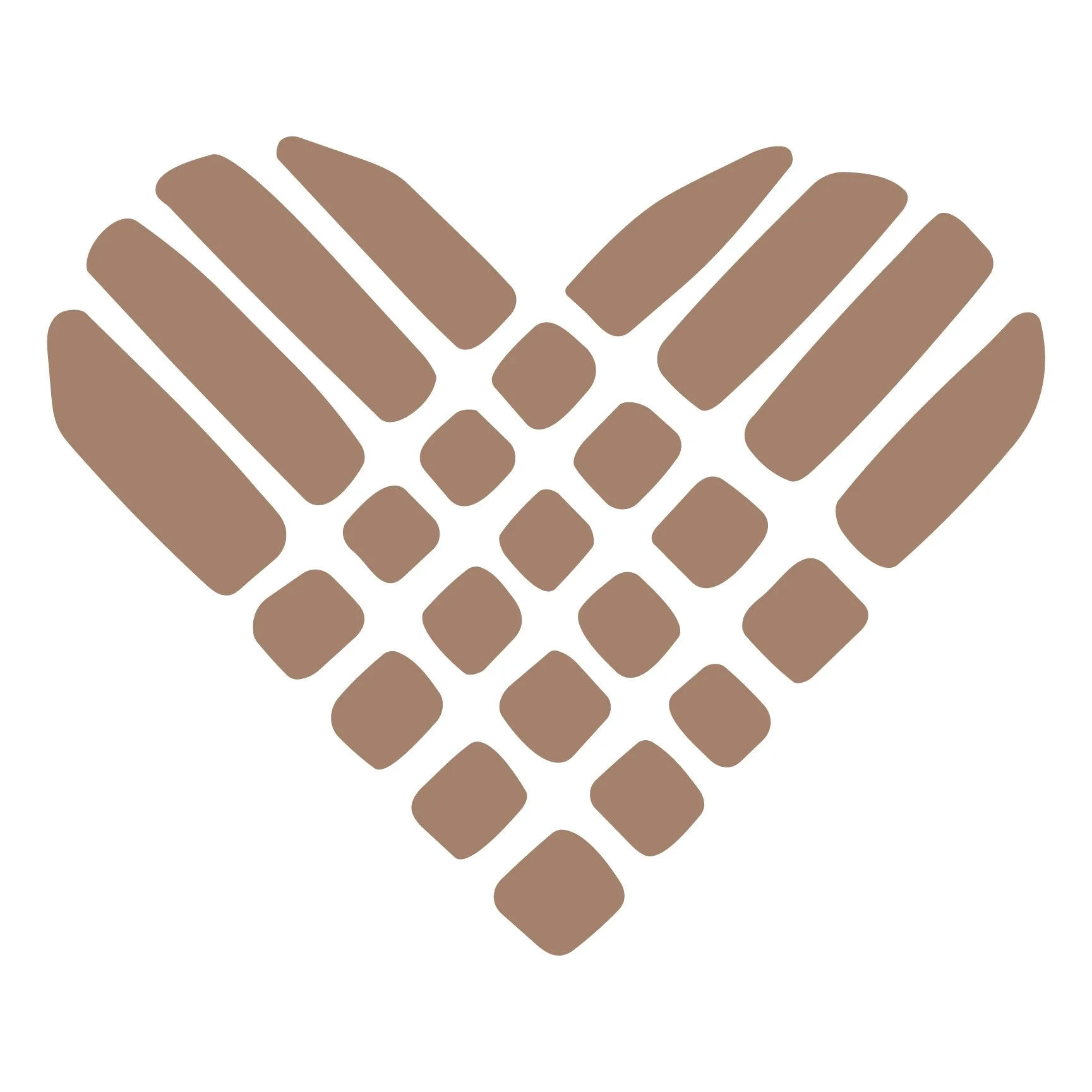 A stylized brown woven cedar heart shape.