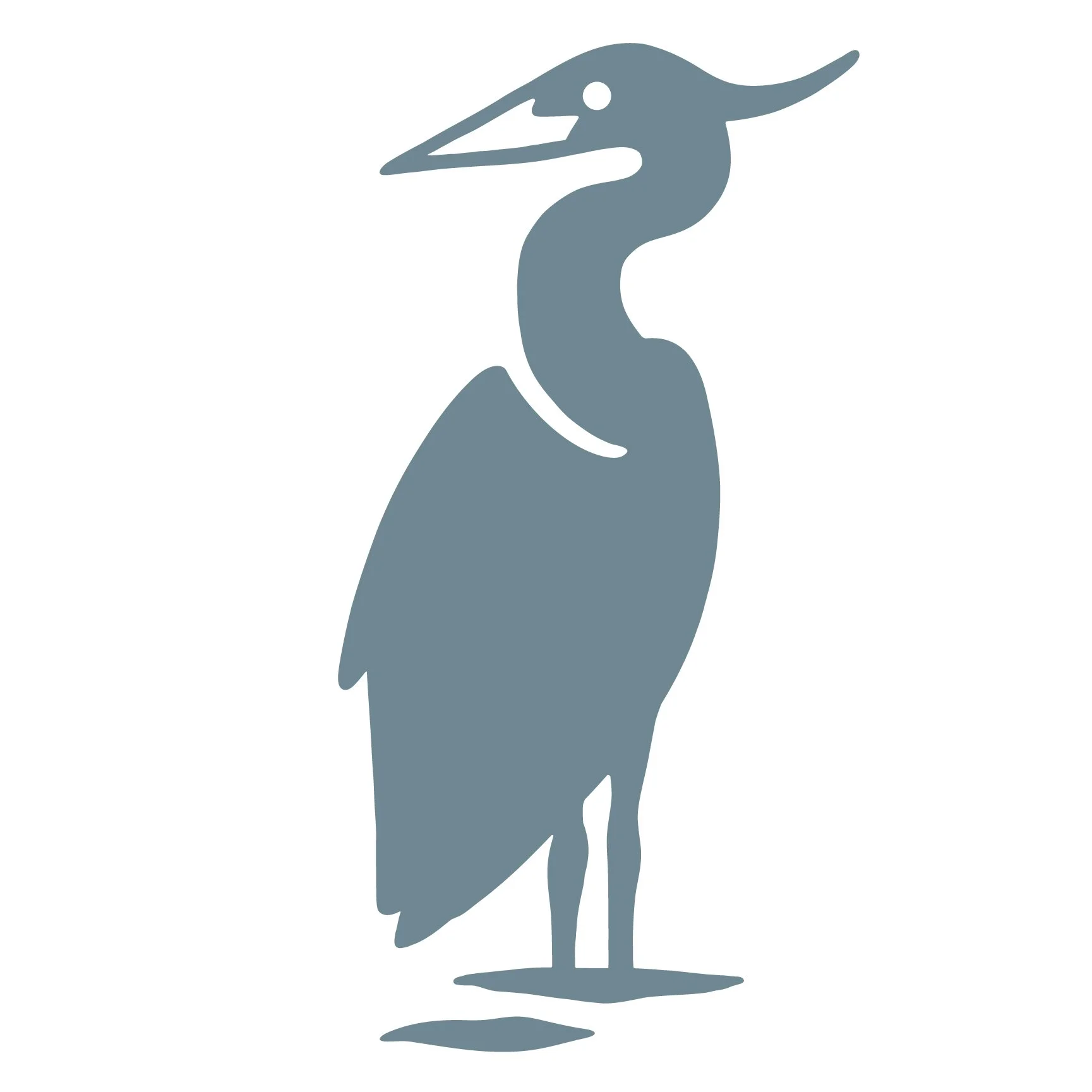 Illustration of a blue heron in profile.