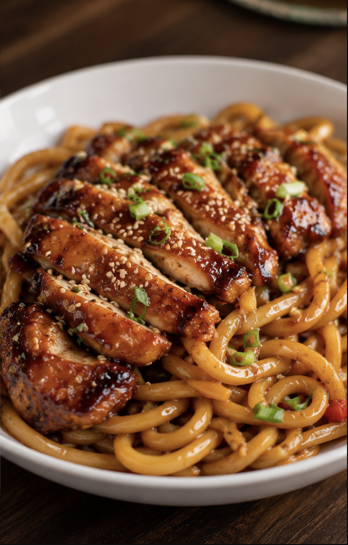 Garlic udon noodles
