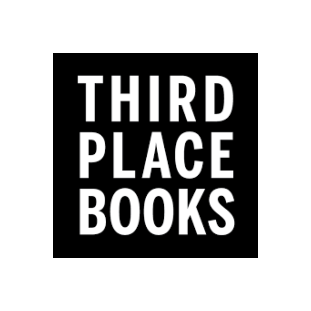 Sign that reads 'Third Place Books' in black and white square format.