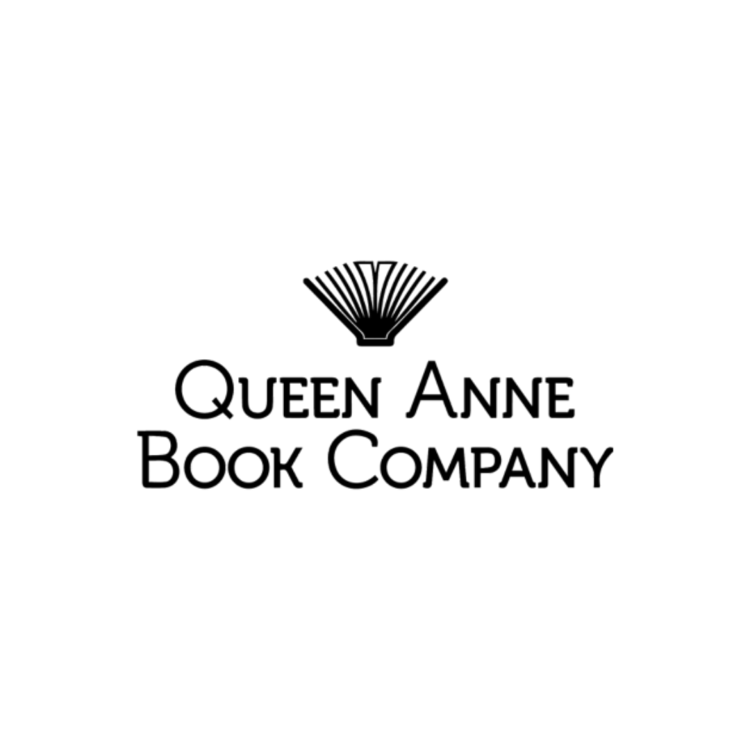 Logo of Queen Anne Book Company featuring a stylized open book above the name.