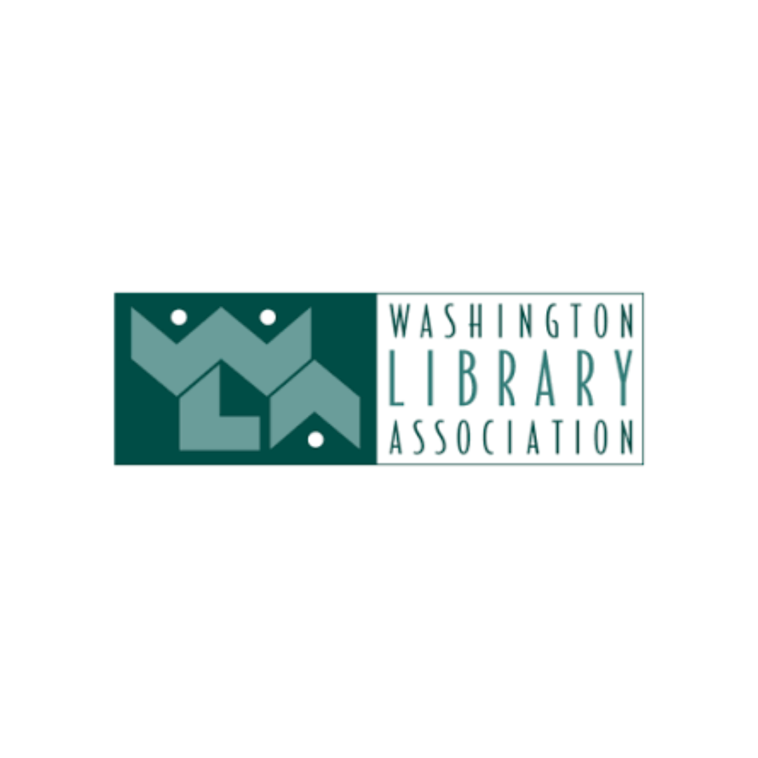 Washington Library Association logo with stylized books and text
