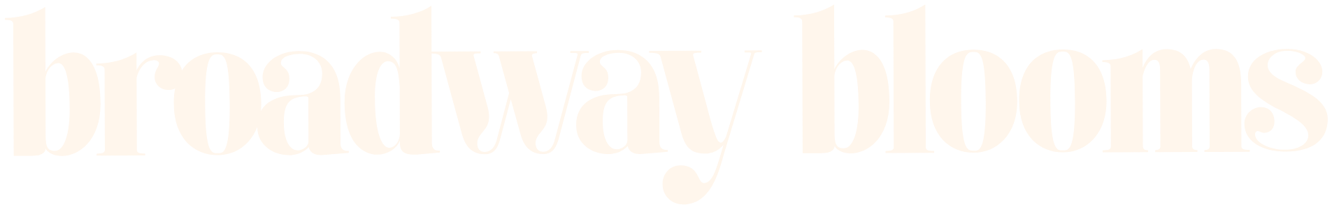 Text reading 'broadway blooms' in stylized font.
