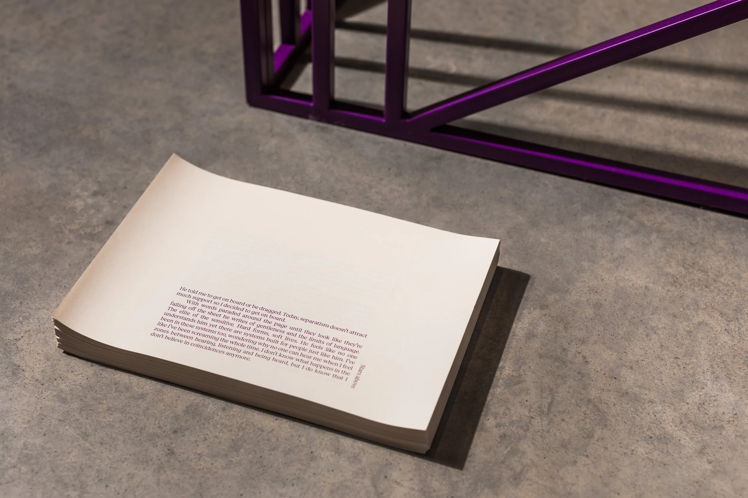 Stars above/concrete below, 2018, text by Spence Messih. Photo: Jacquie Manning