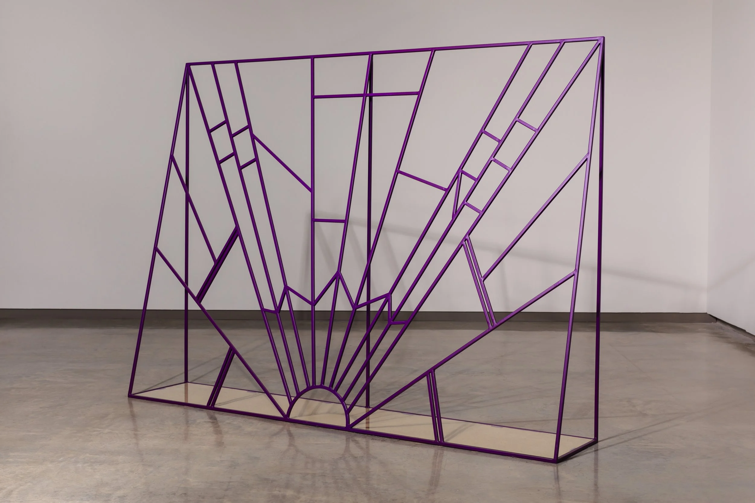 CONJURE, 2018, powder-coated steel, sand, glass, 210 x 156 x 40 cm. Photo: Jacquie Manning