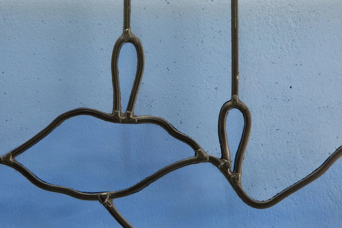 Wet things dry, dry things get wet, 2019, Stained glass 700 x 550 mm. Photo: Rob Harris