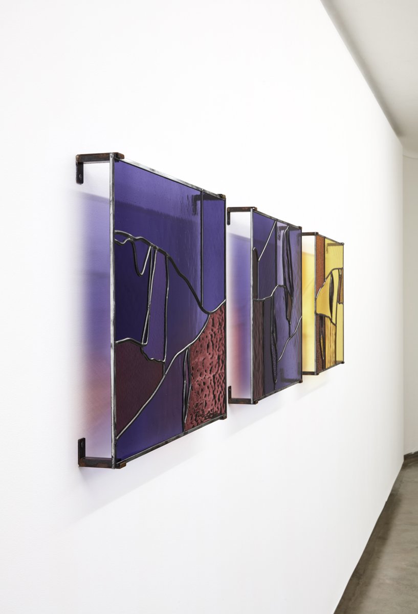 Idyll I–III, 2021, stained glass, 70 x 50 cm. Photo: Zan Wimberley