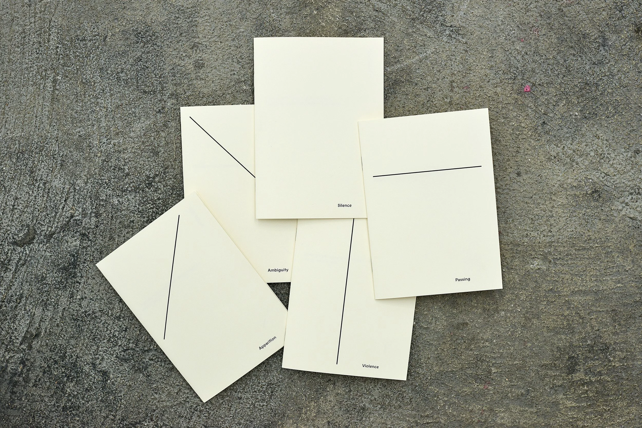 Some walls fall/out, 2017, series of 5 (Apparition, Ambiguity, Silence, Violence, Passing), Edition of 100. Photo: Fiona Susanto