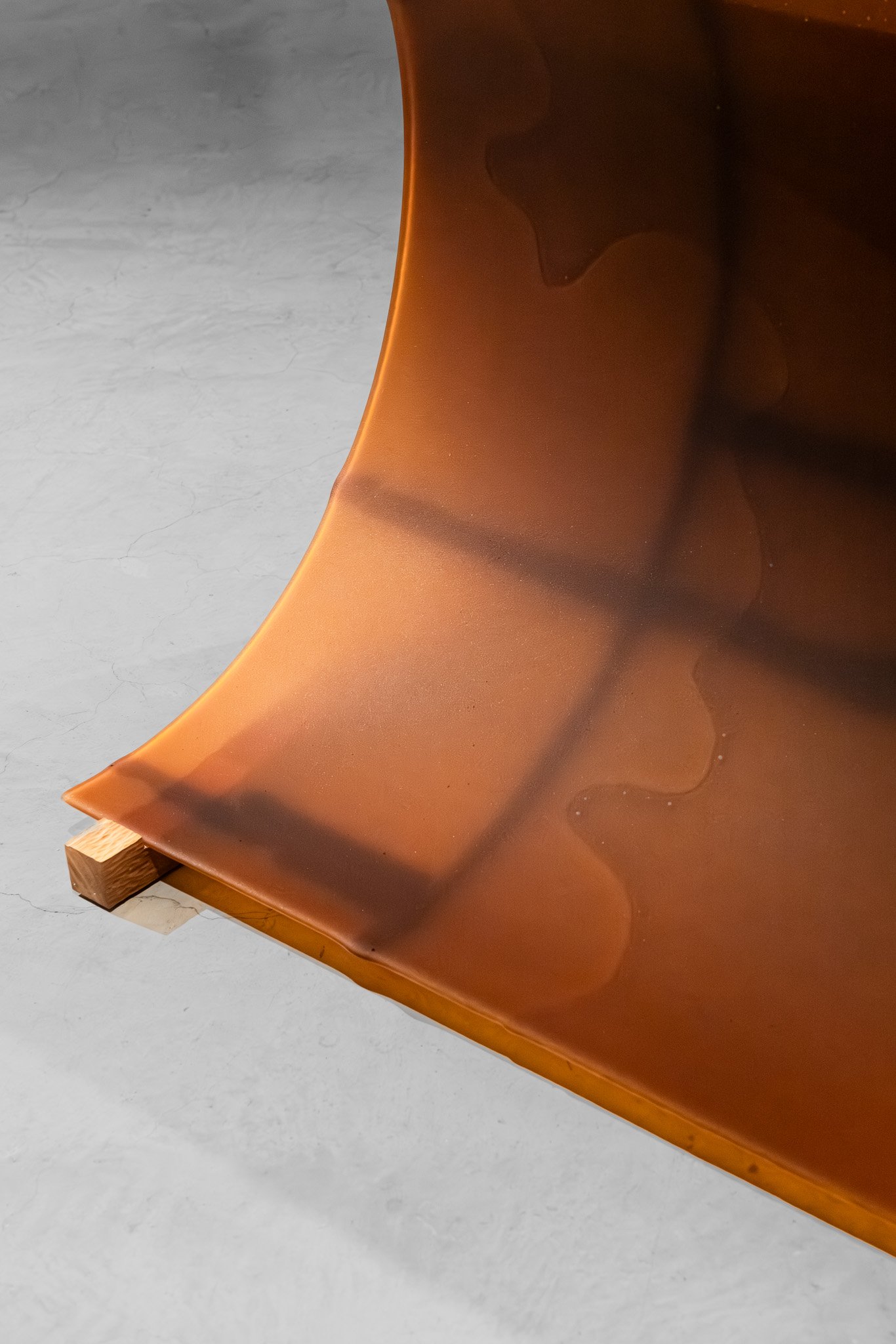 False antithesis V (detail), 2026, kiln formed glass, timber marquetry, felted feral goat fibre, dimensions variable. Photo: Jacquie Manning