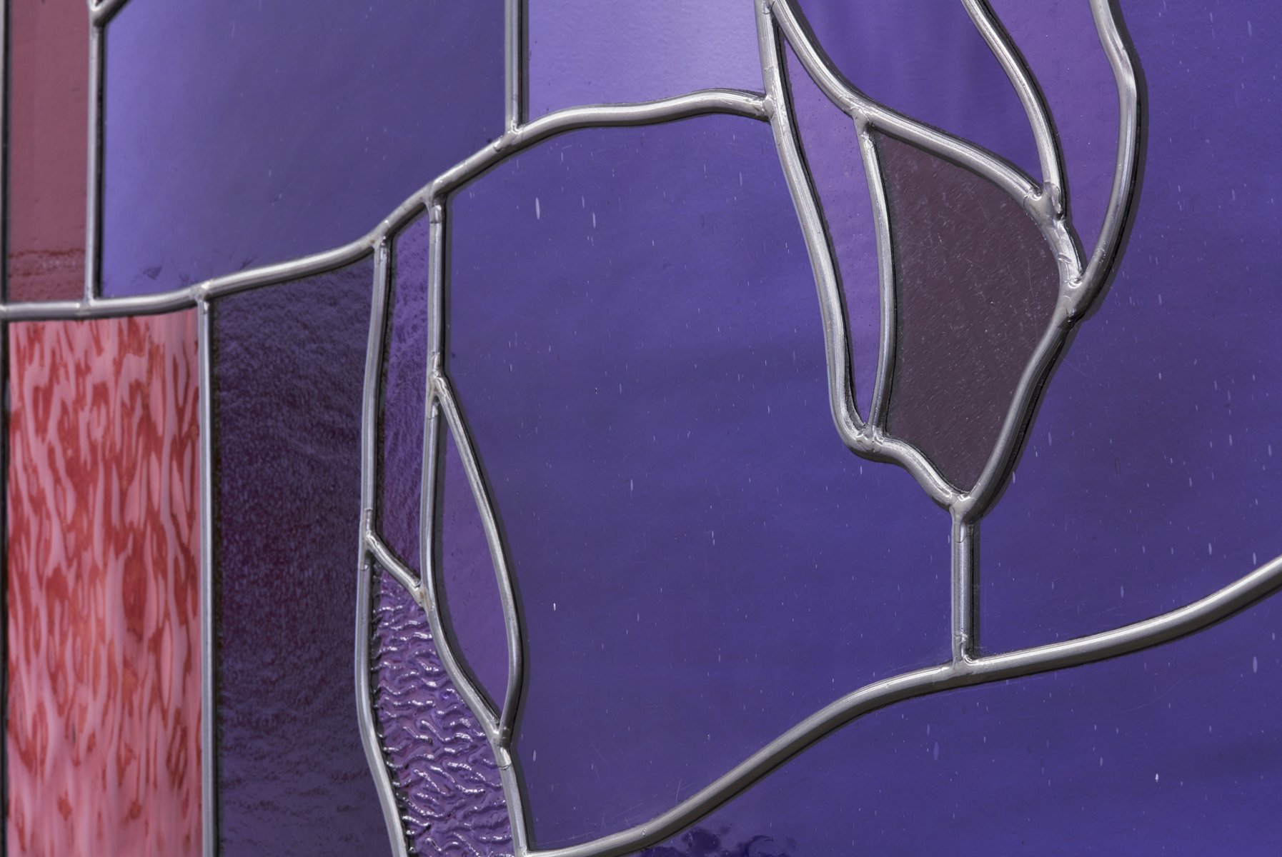 Idyll I–III (detail), 2021, stained glass, 70 x 50 cm. Photo: Zan Wimberley