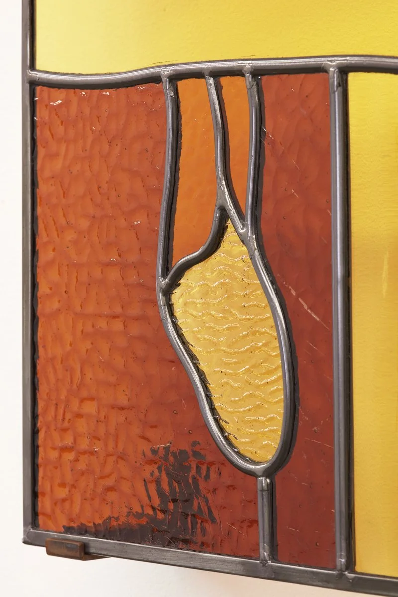 Idyll I–III (detail), 2021, stained glass, 70 x 50 cm. Photo: Zan Wimberley