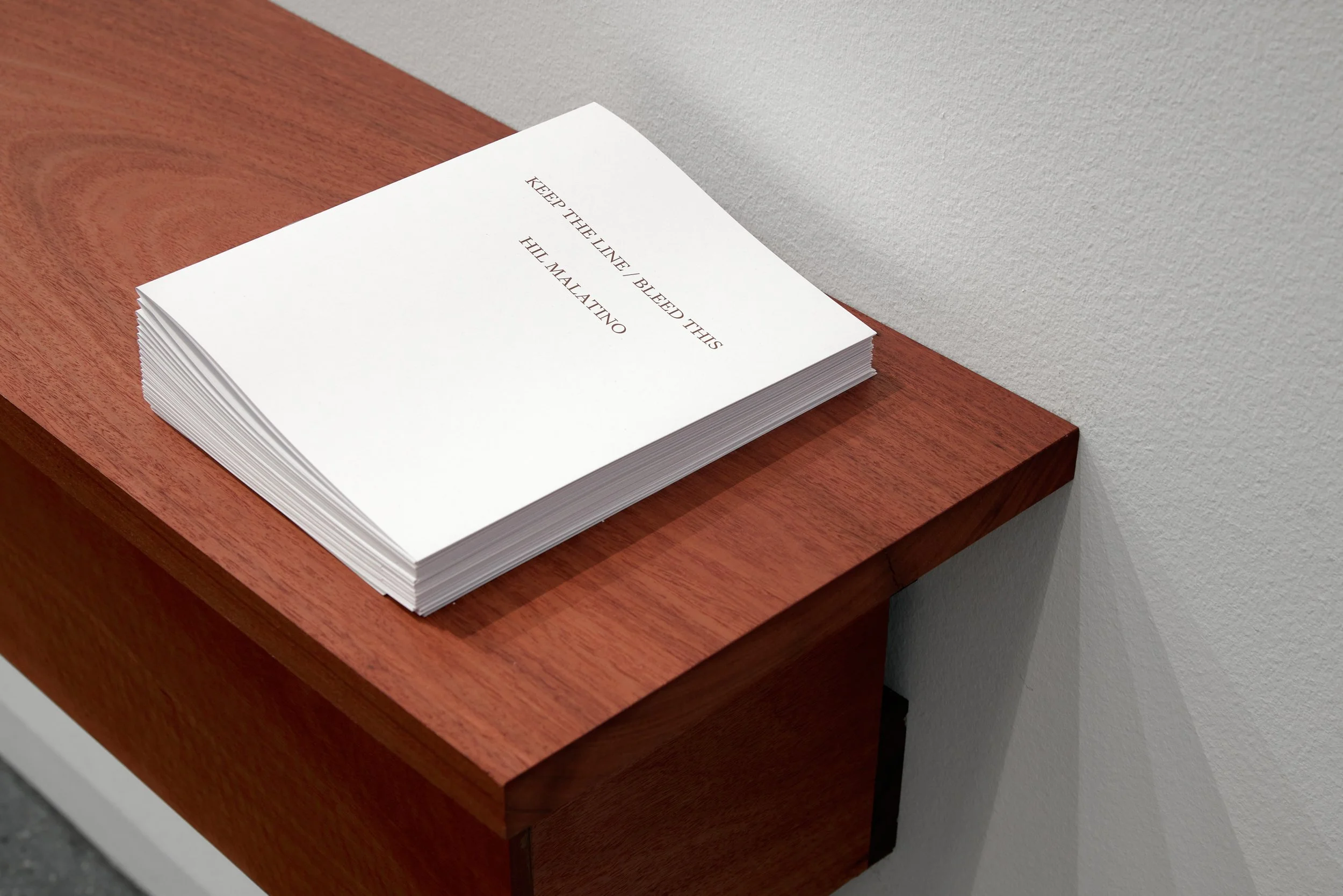 Keep the line/ bleed this, 2022, text by Hil Malatino. Design: Formist. Photo:  Jeremy Weihrauch