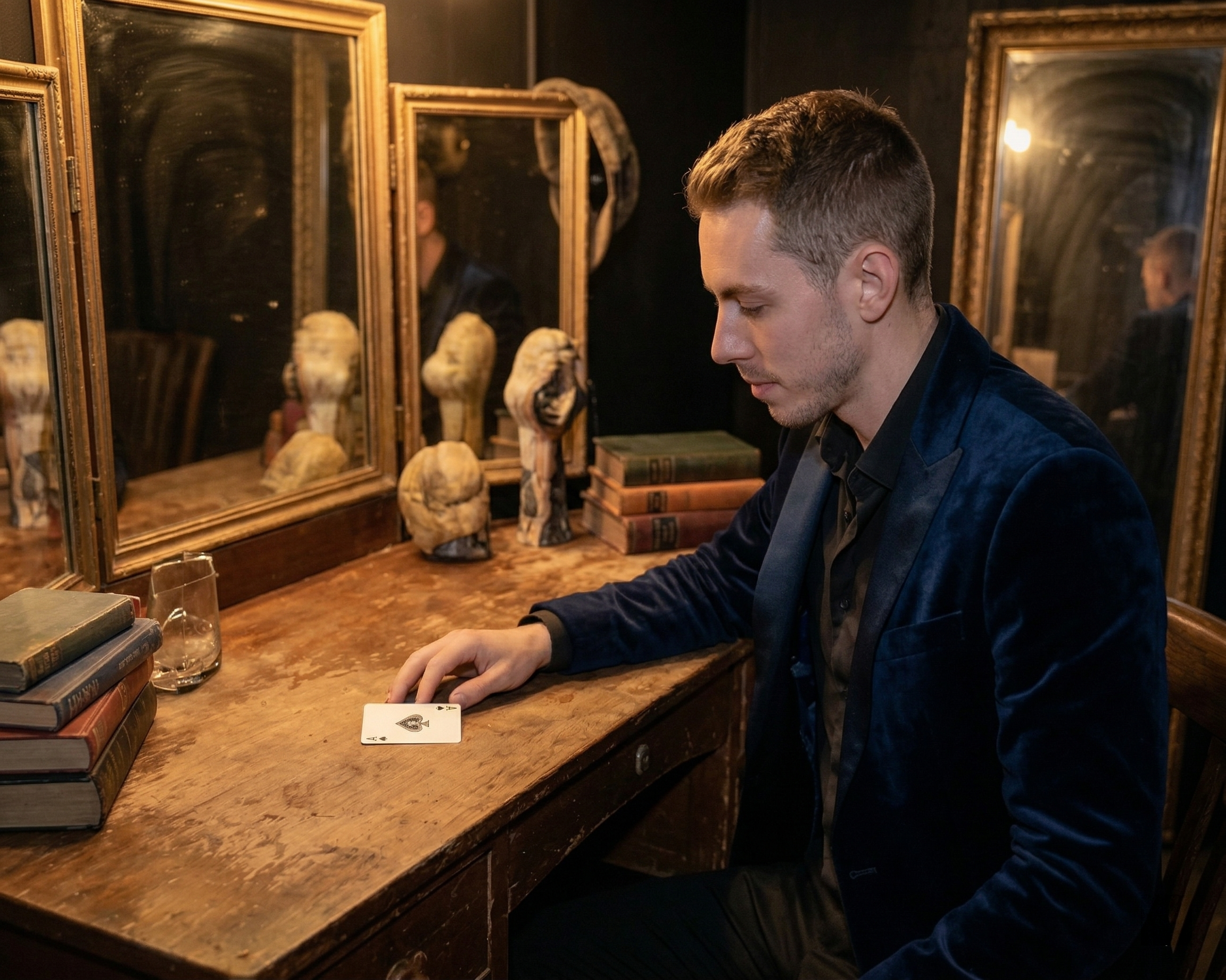 Toronto Magician Dylan Ballingall preparing before a show