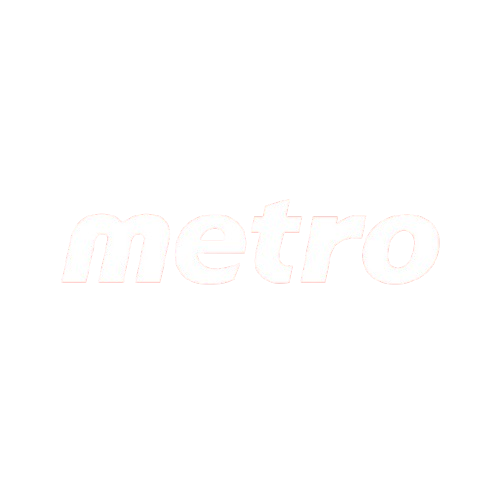 Metro logo in white text on a black background.