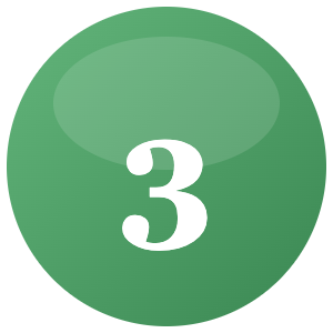 Green LEGO brick with the number 3 printed in white.