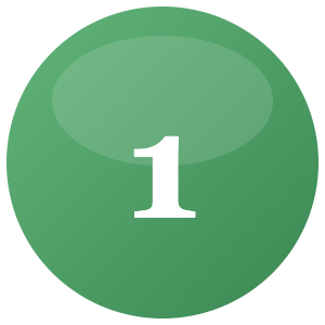 Green number block with the number 1
