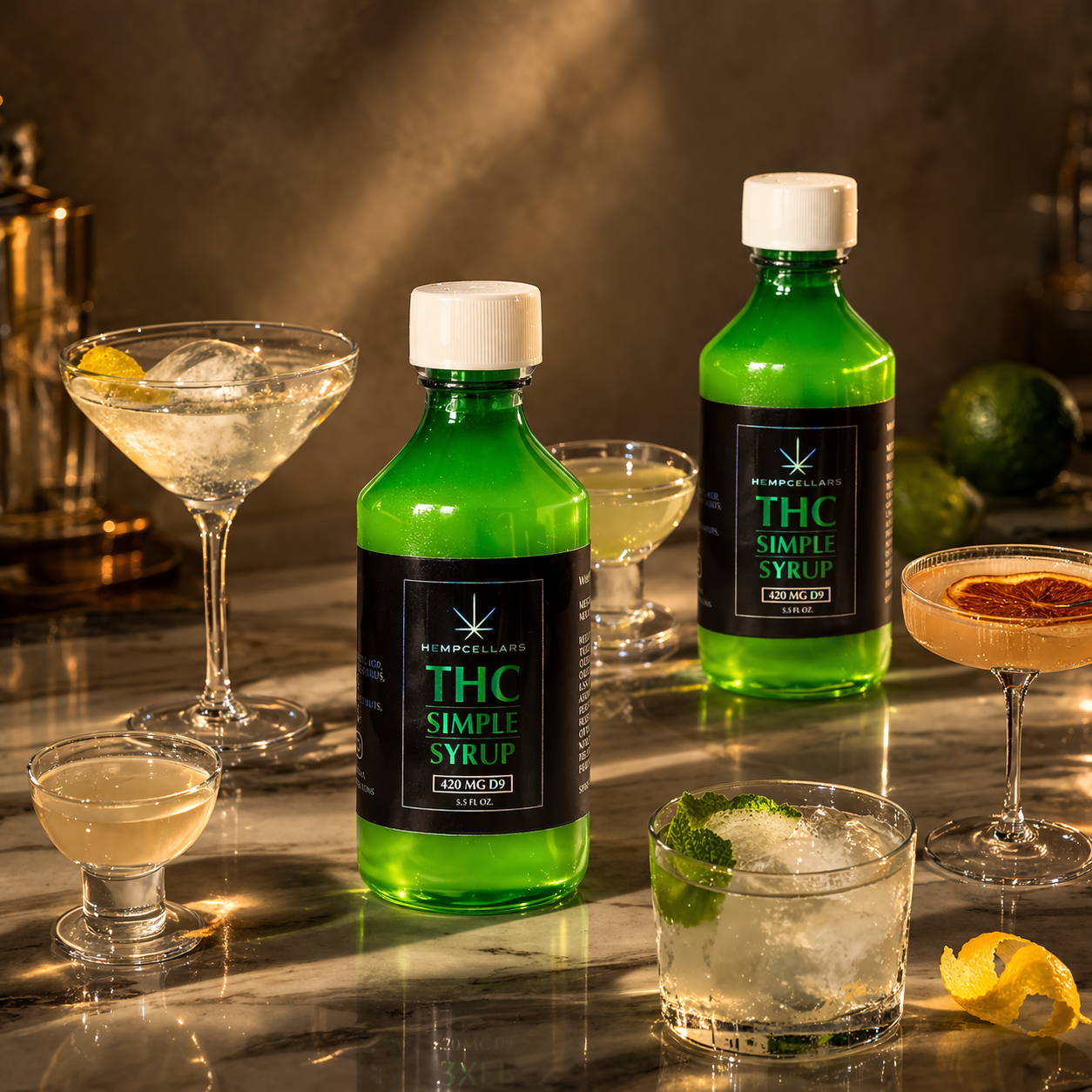 Cinematic cocktail setup with hemp bottles.png