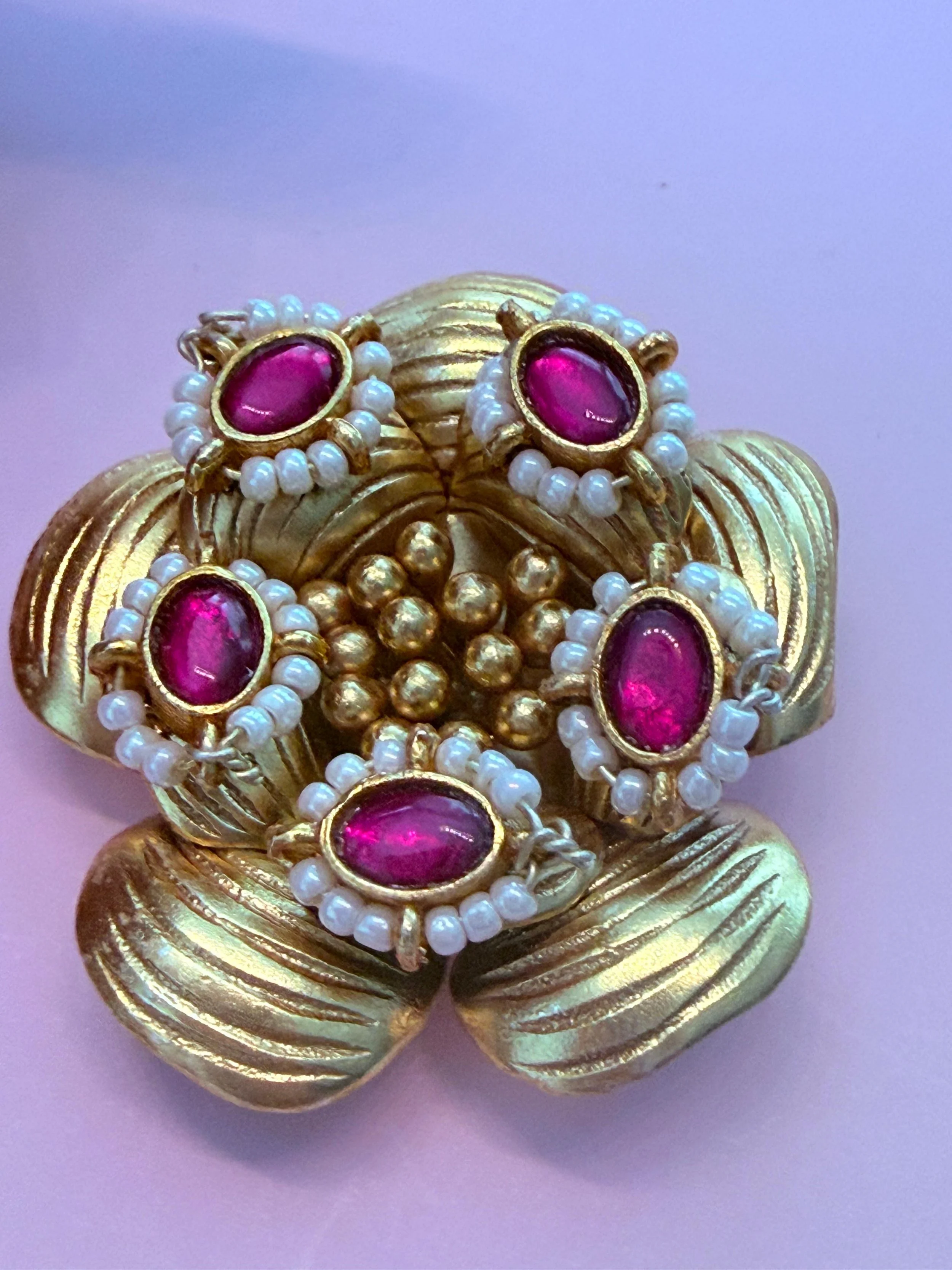 Ruby Blossom Floral Pendant