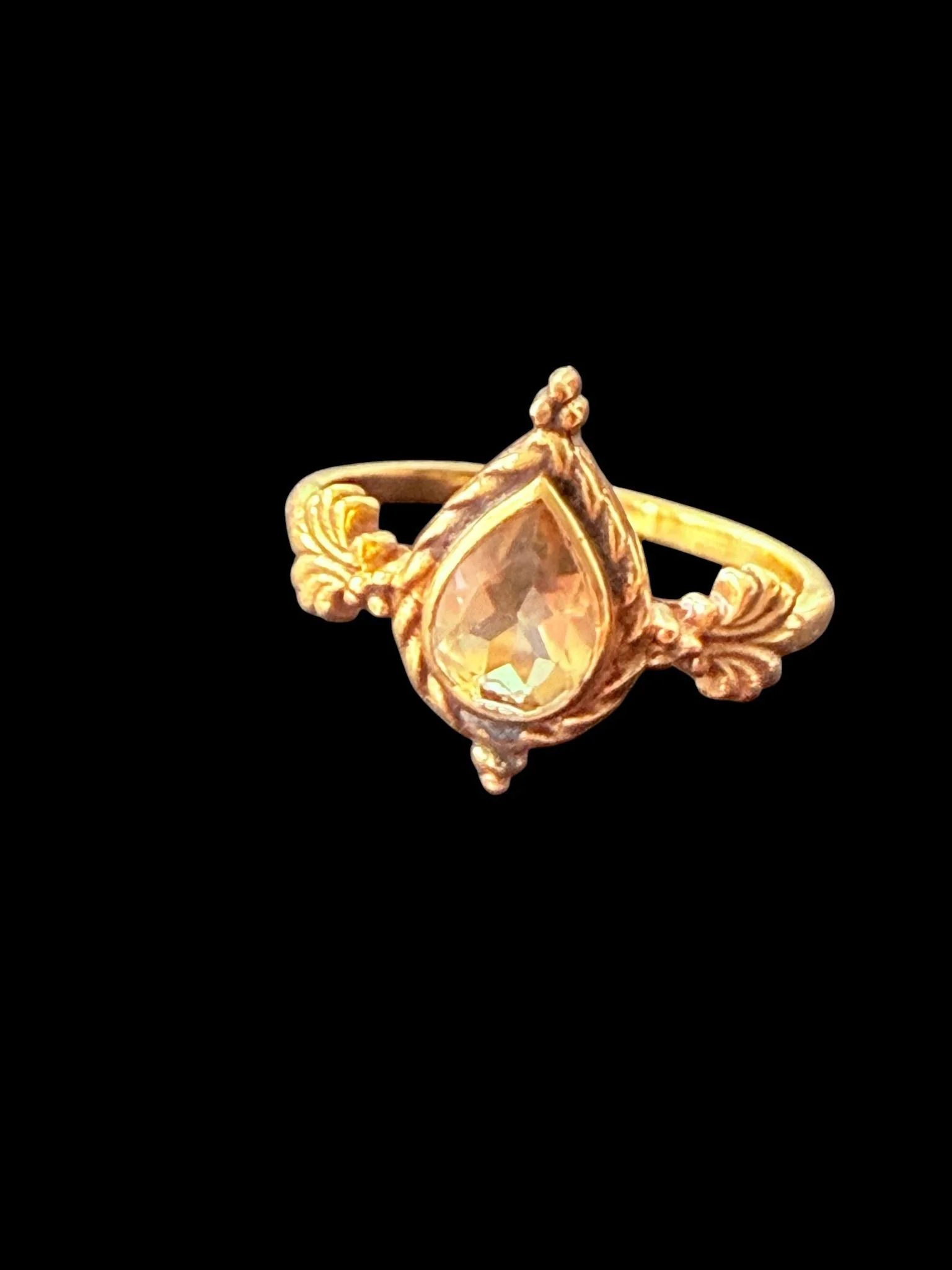 Citrine Teardrop Leaf Ring