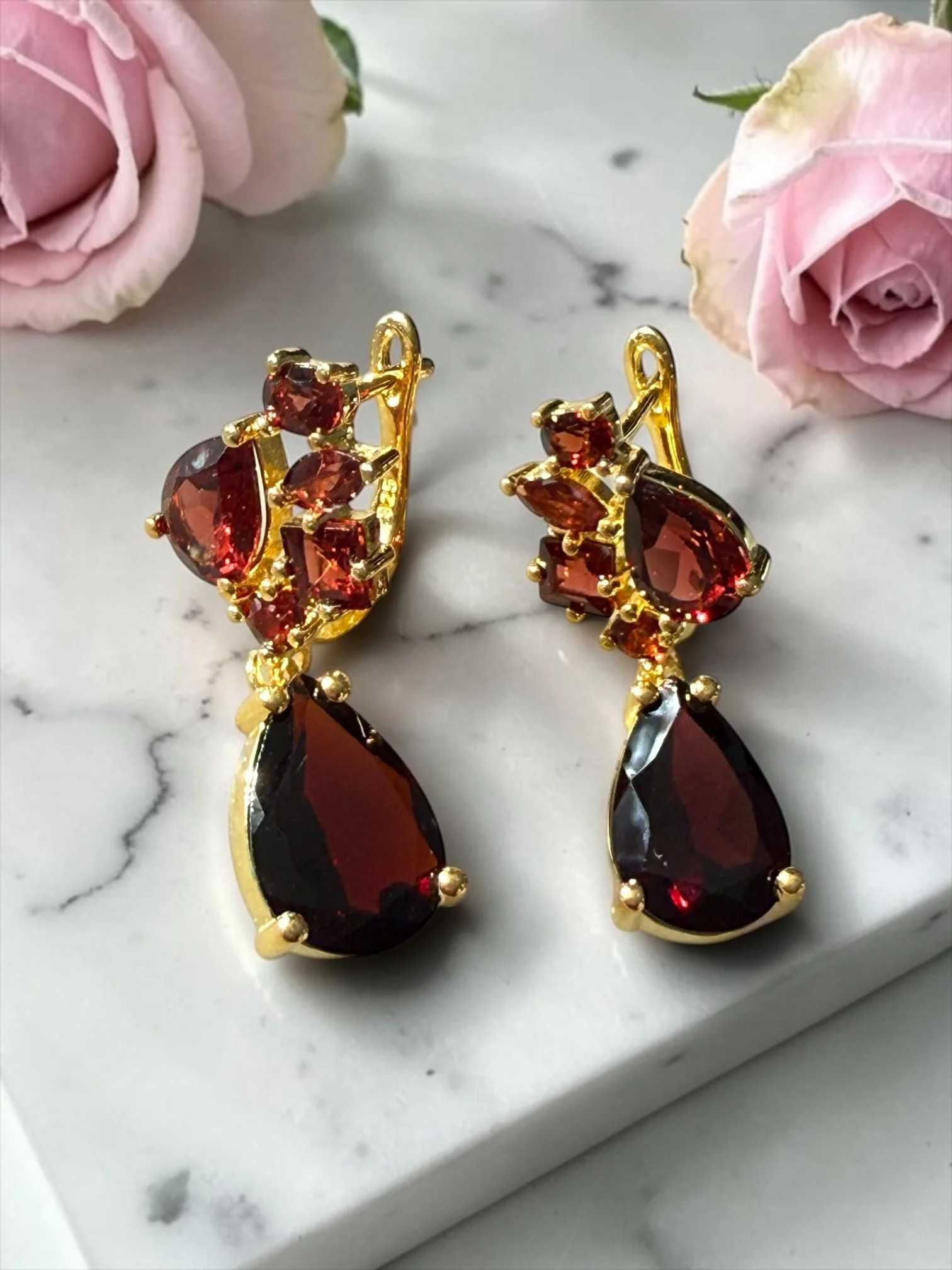 Ruby Royale Drop Gemstone Earrings
