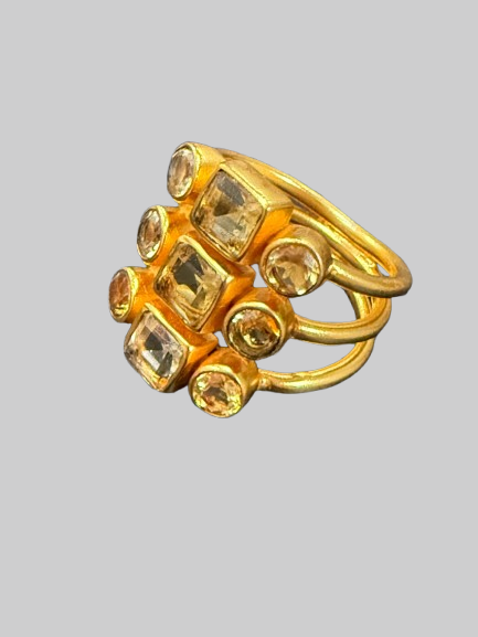 Champagne Crystal Cluster Ring