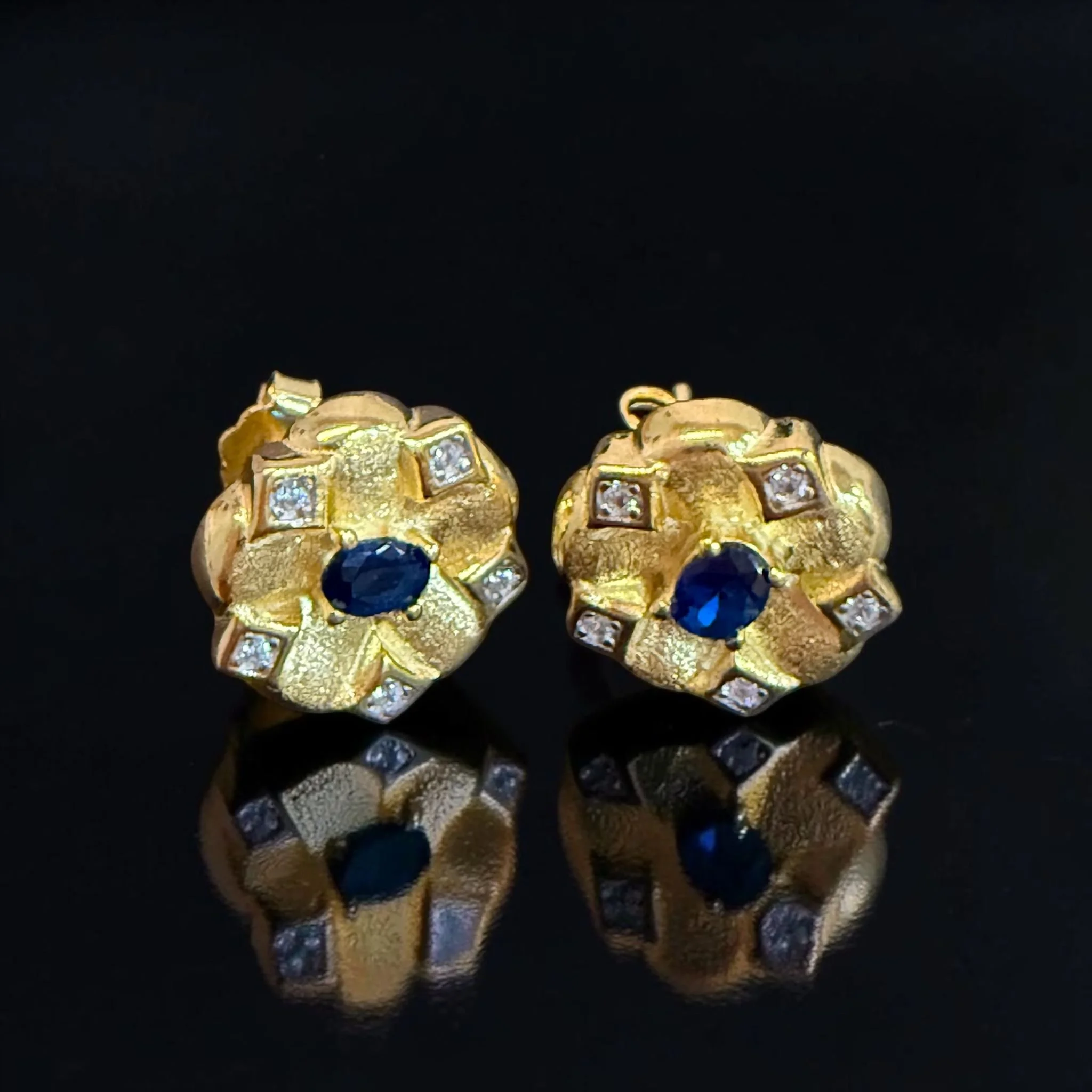Royal Blue Blossom Stud Earrings