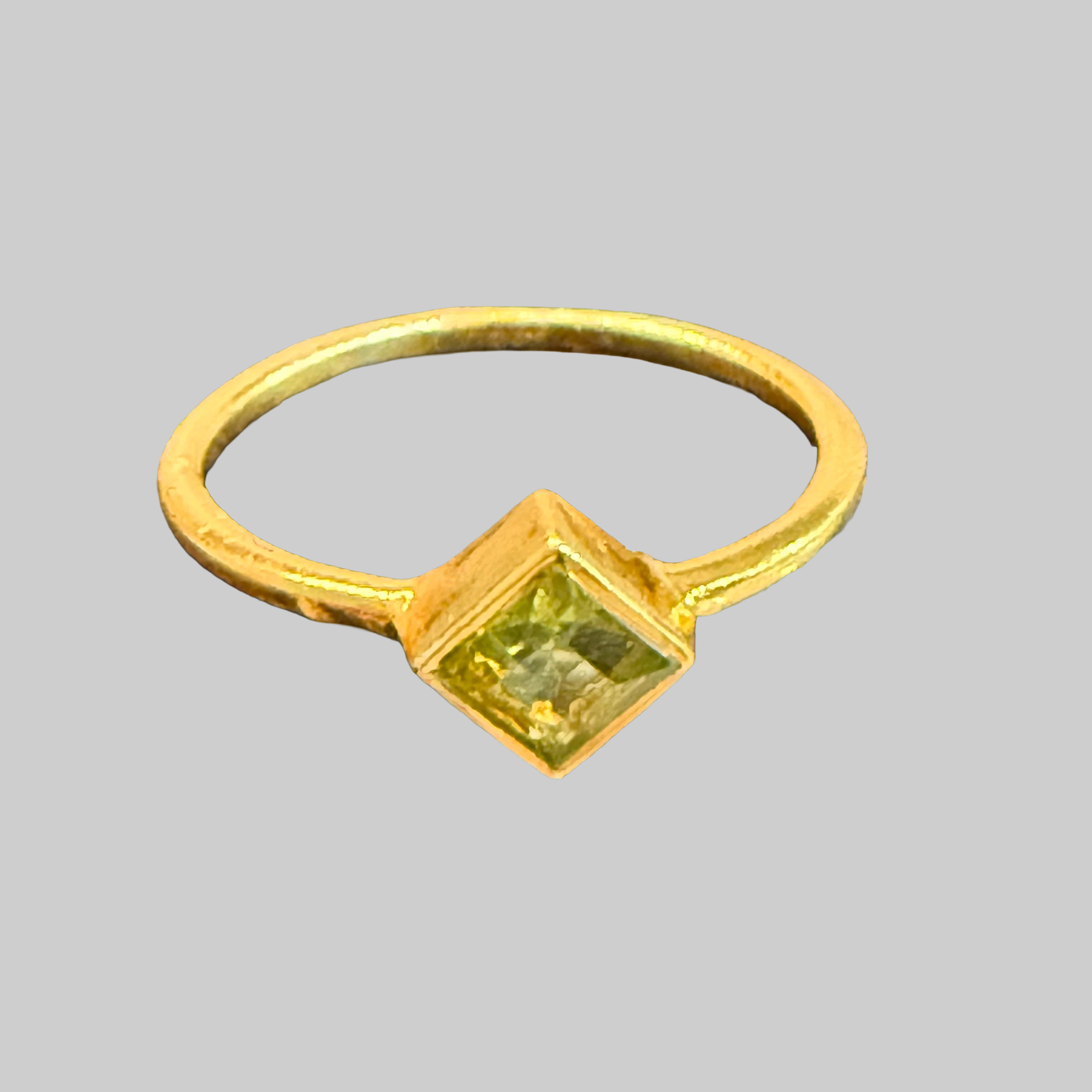 Minimalist Green Square Gemstone Ring