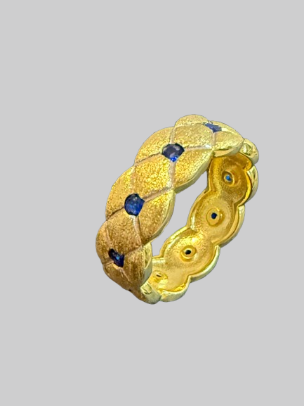 Braided Sapphire Accent Band Ring