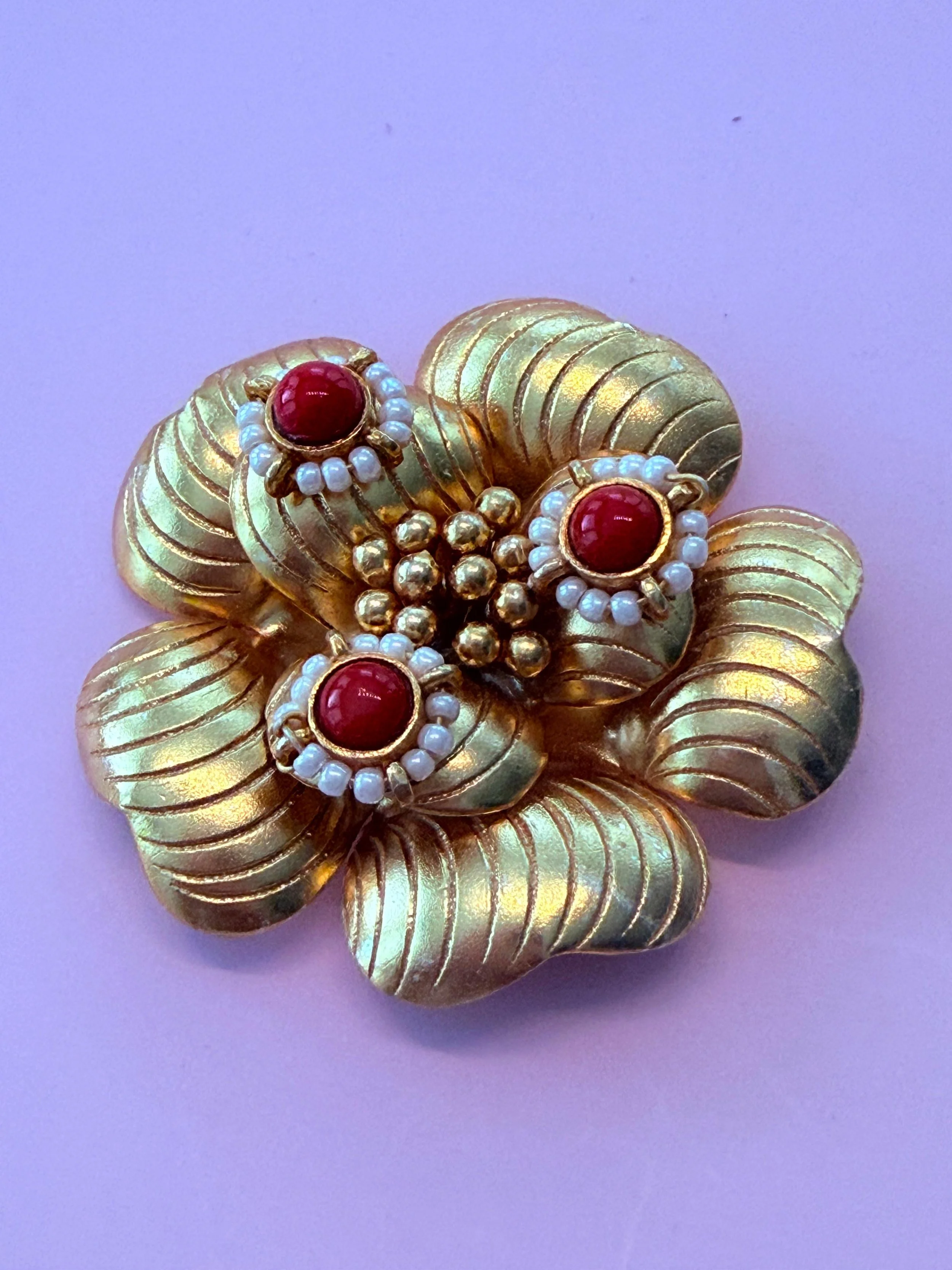 Coral Blossom Statement Pendant