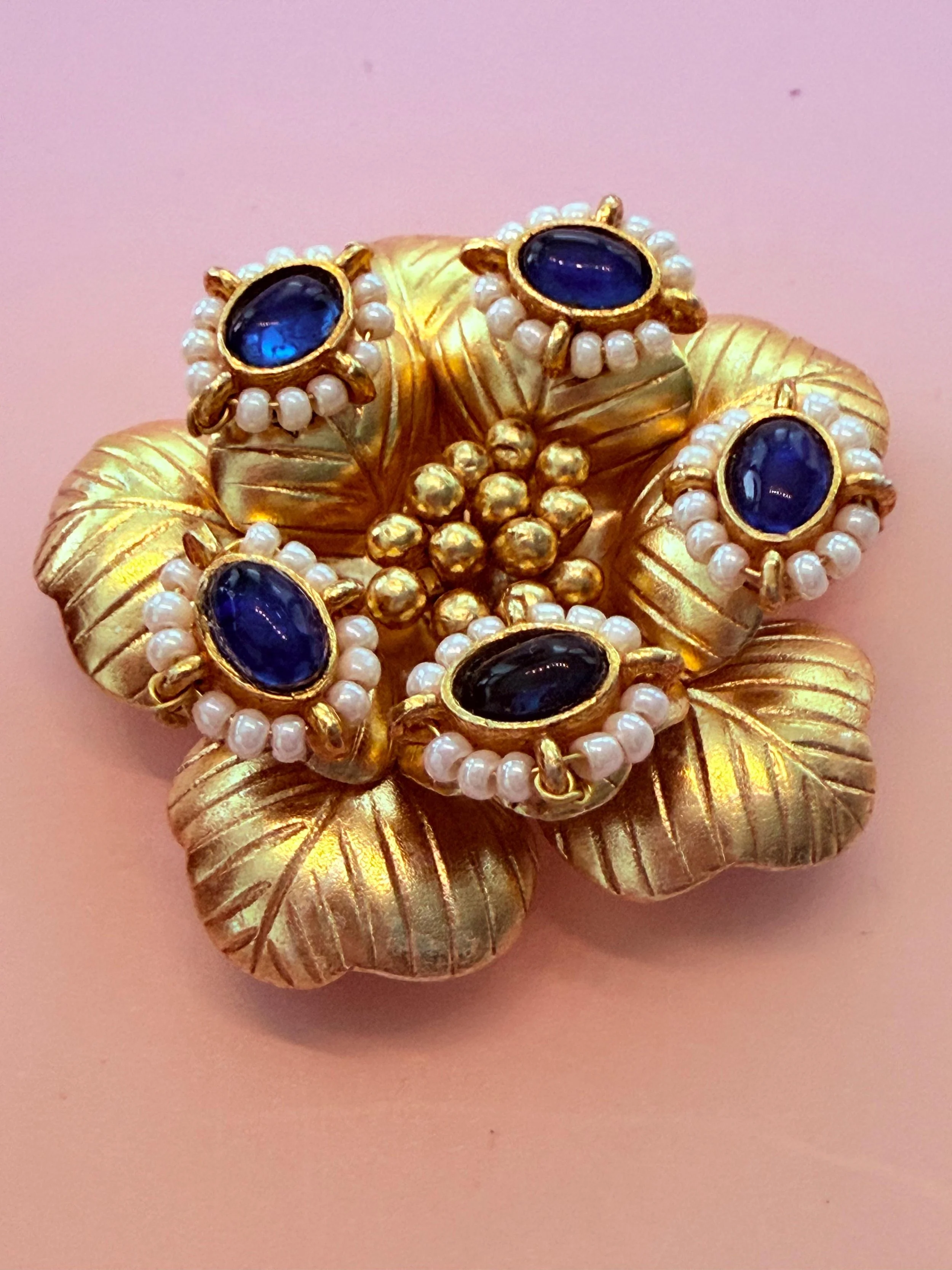 Sapphire Bloom Floral Pendant