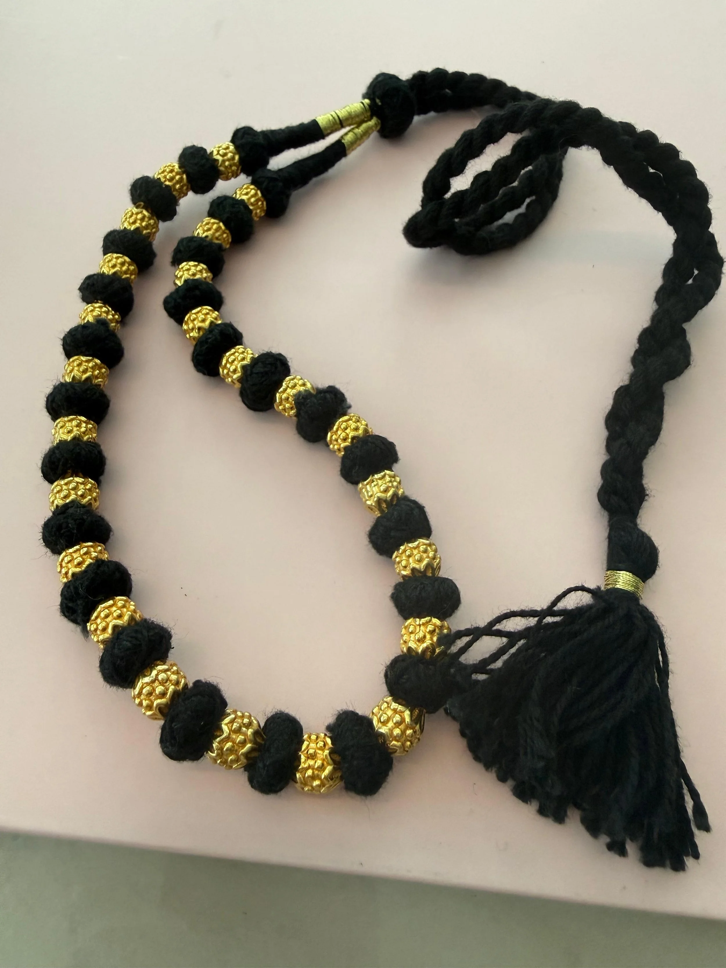 Dual Strand Black Bead  Accent Necklace