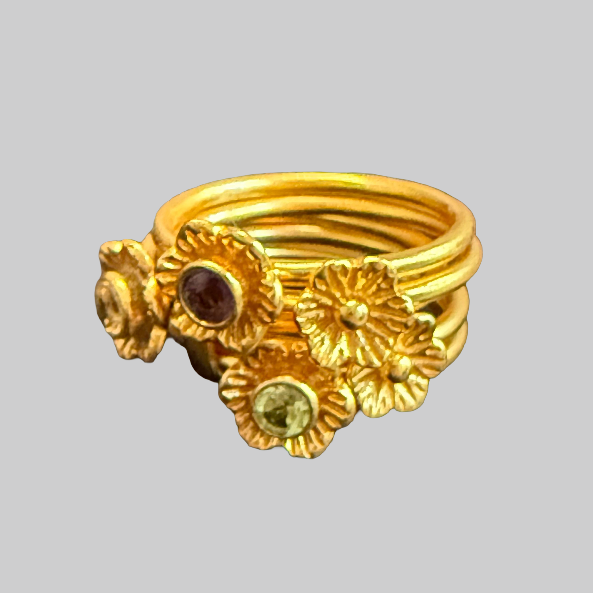 Floral Multistone Wrap Statement Ring