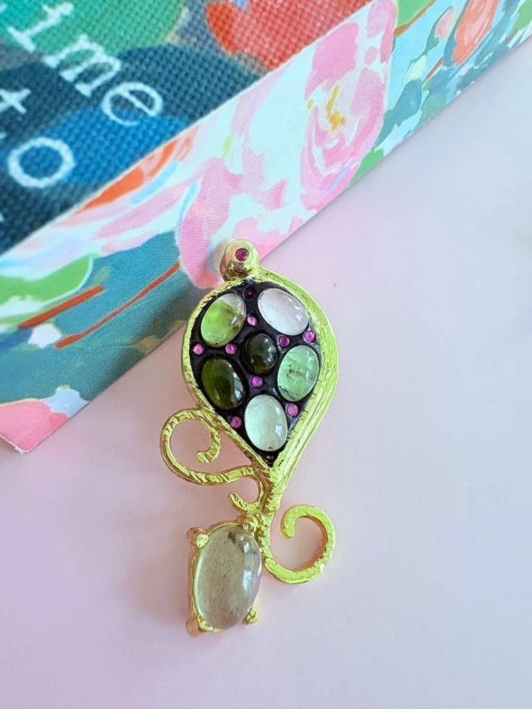Multi gemstone pendant $58, 1.25 inches