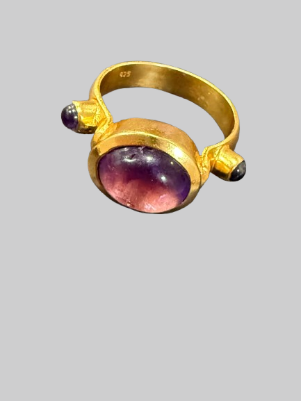 Dual-Tone Amethyst Statement Ring