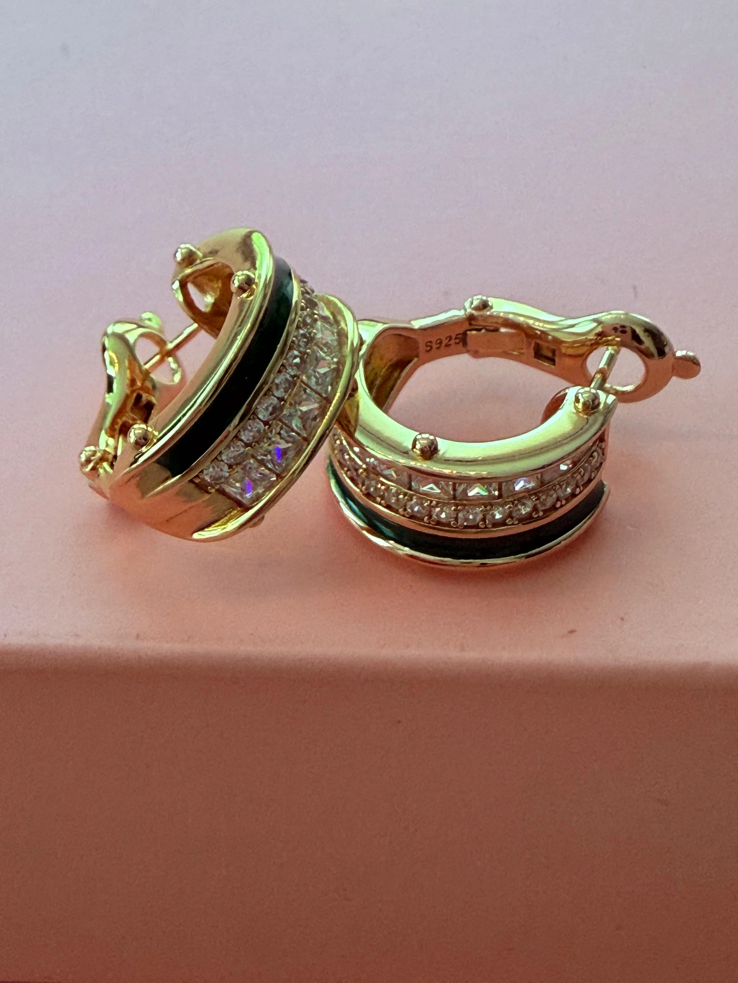 Classic Dual-Tone Crystal Hoop Earrings