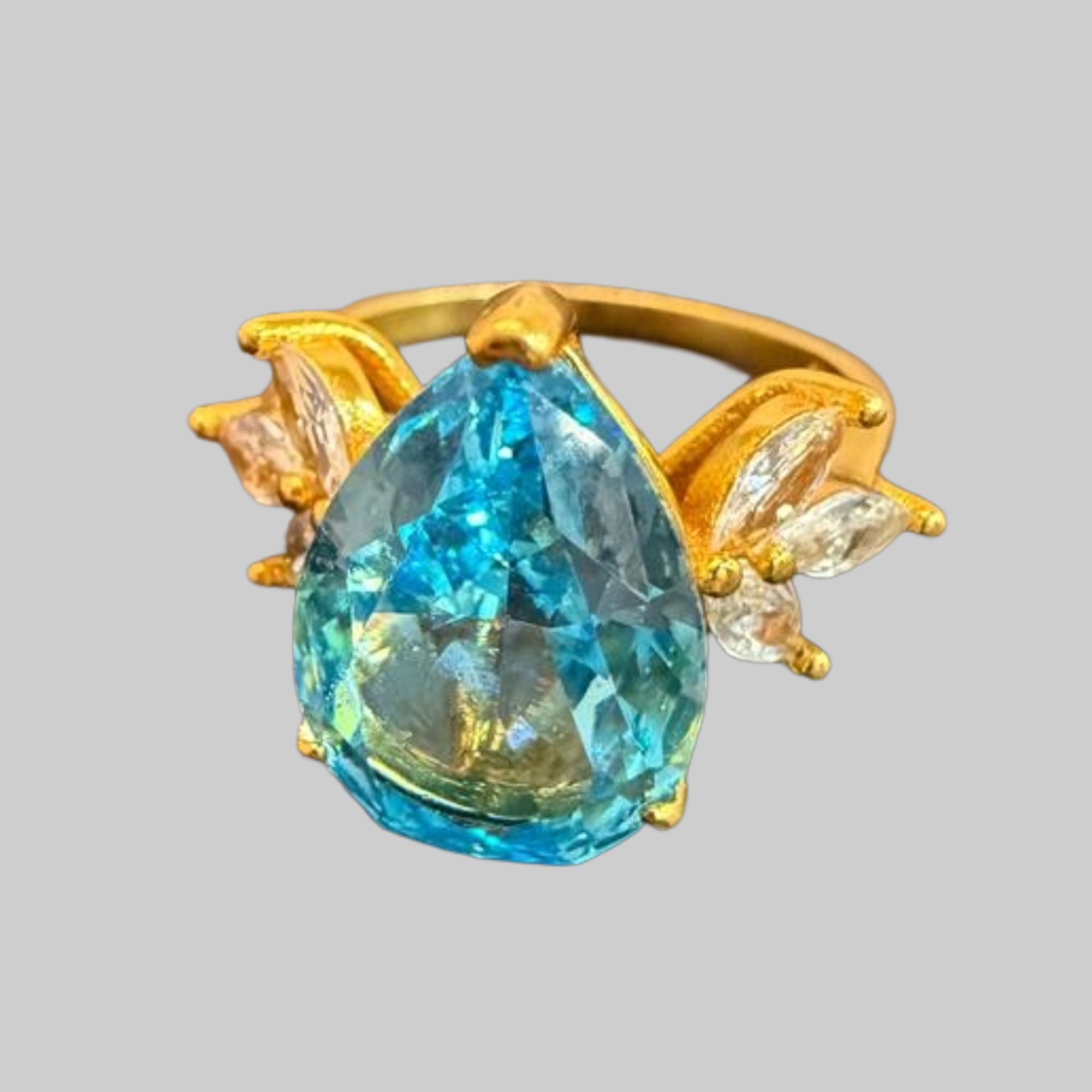 Ocean Teardrop Halo Ring