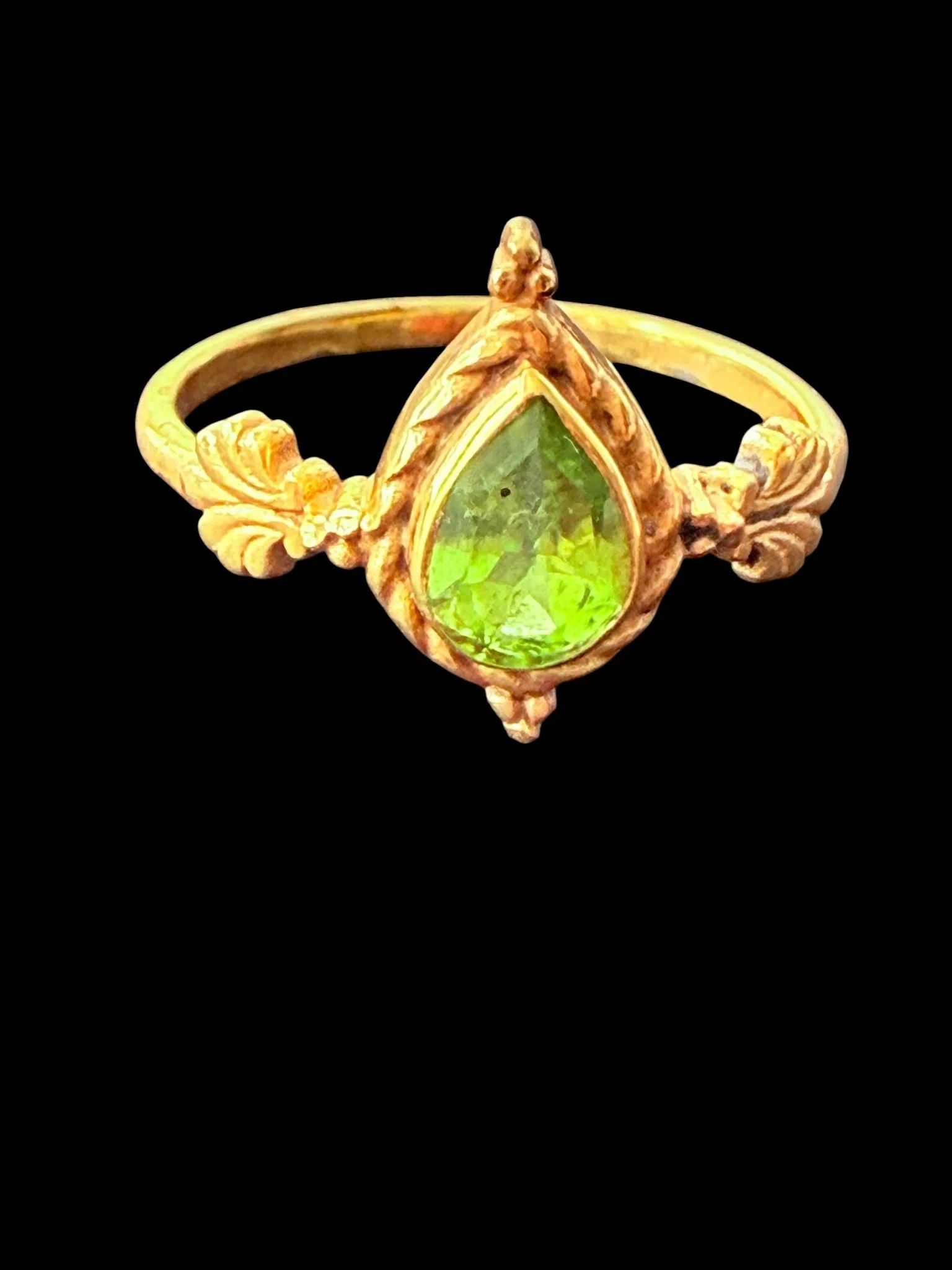 Lime Glow Teardrop Ring