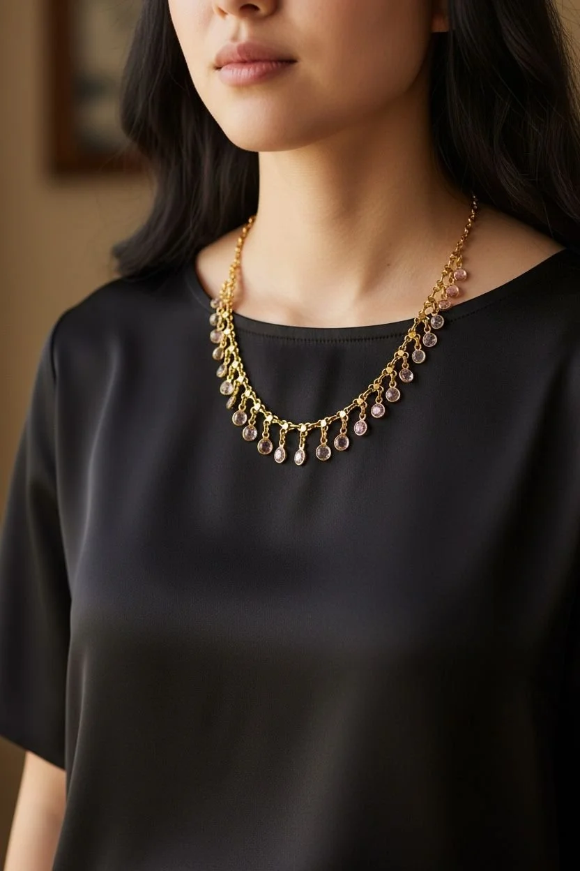 Amethyst Drop Chain Necklace