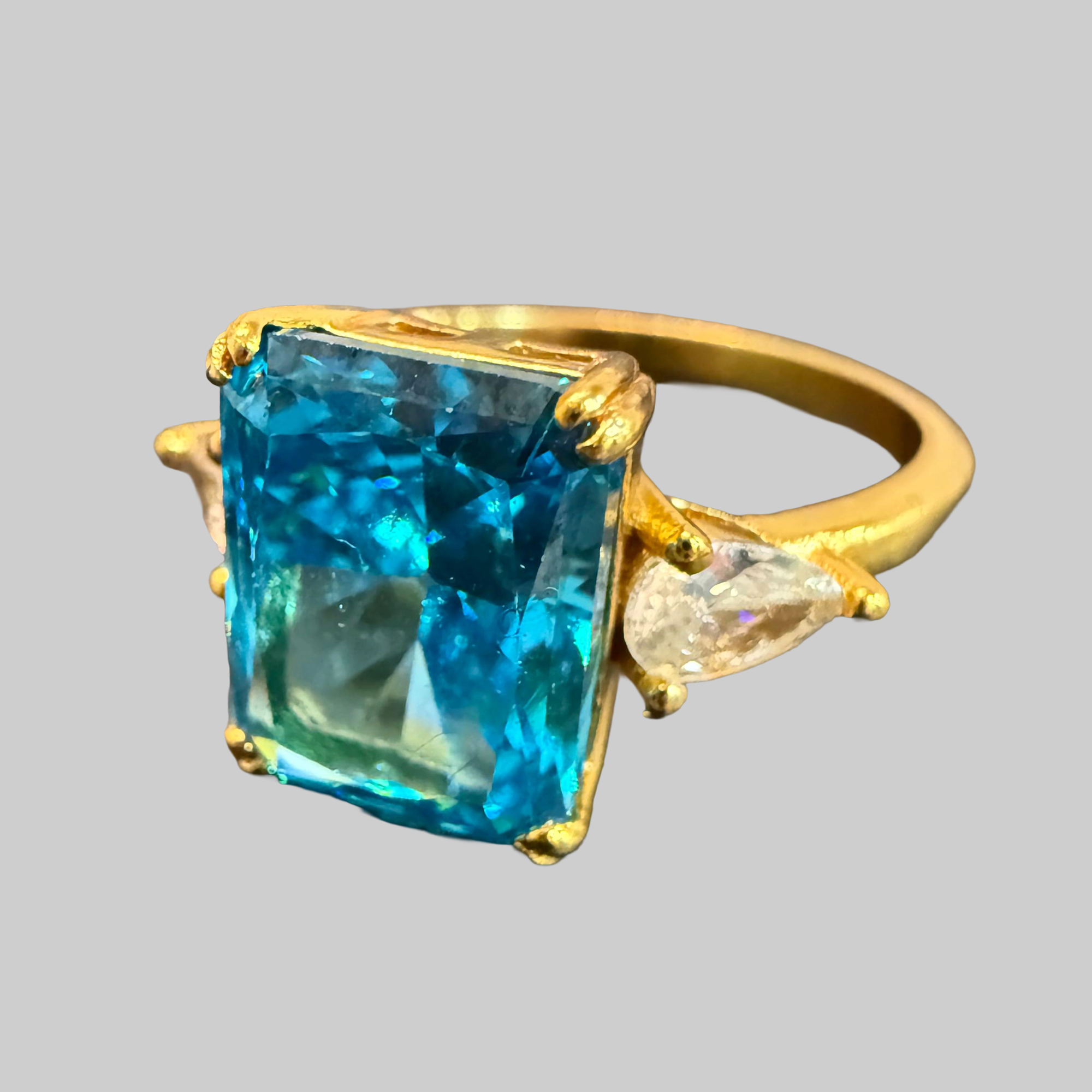 Azure Radiance Cushion-Cut Ring